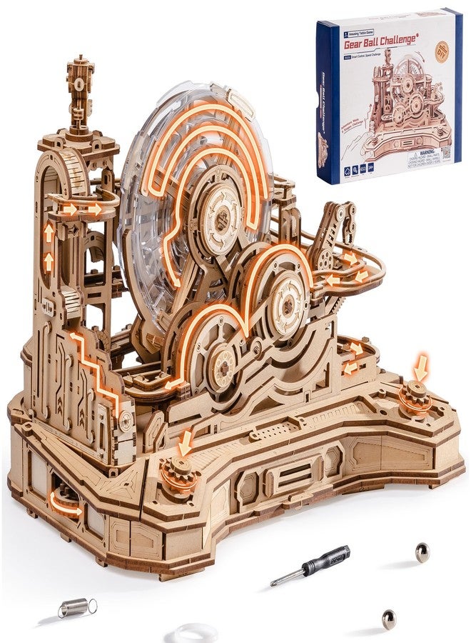 ROBOTIME 3D Wooden Puzzles Marble Run Set - 3D Puzzles for Adults-Mechanical Model Kit for Adults - Model Building Kits - Space/STEM/Engineering Gift - Image 1